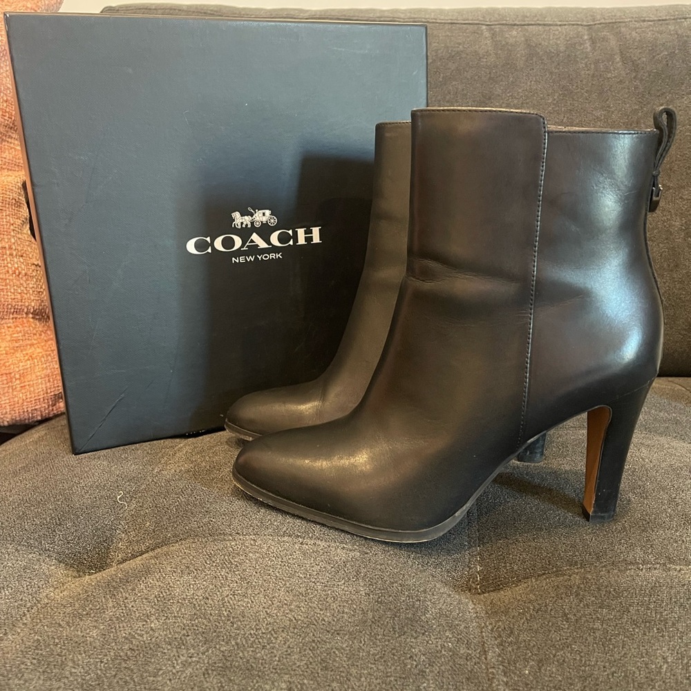 Coach Elegant Black High Heeled Ankle Boots